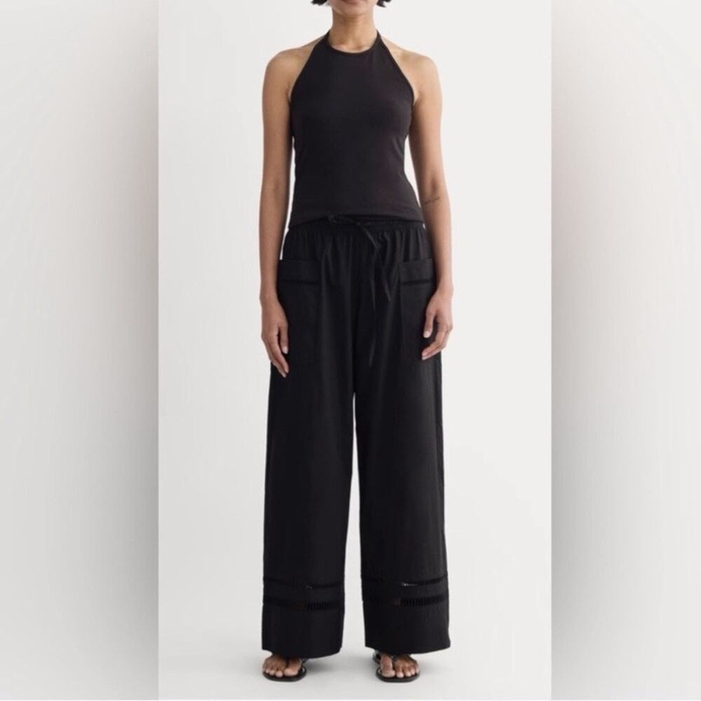 Everlane The Lace Trim Pant Wid eLeg Women's Large Organic Cotton NWT